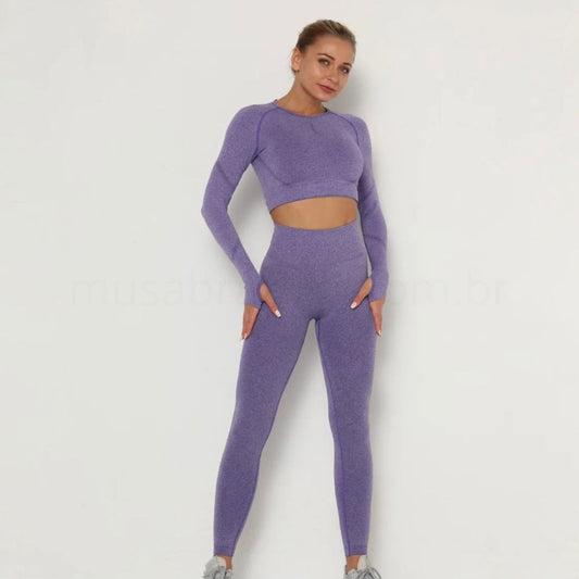 Conjunto Academia Sem Costura Manga Longa